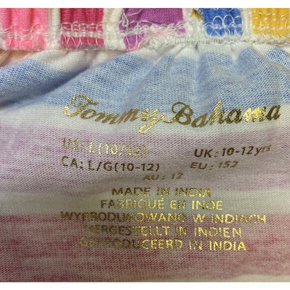 Tommy Bahama Colorful Stripes Shorts Pull On Romper Girl's Size L 10-12 NWOT - Picture 5 of 6